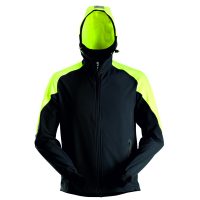 Snickers 8025 neon hoodie zwart-neongeel